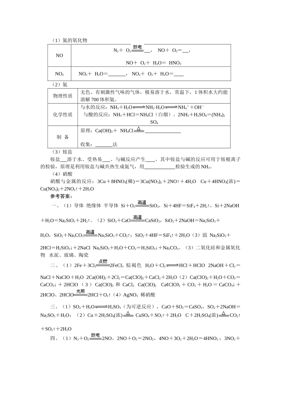高中化学：第四章《非金属及其化合物》学案（1）（新人教版必修1）_第3页