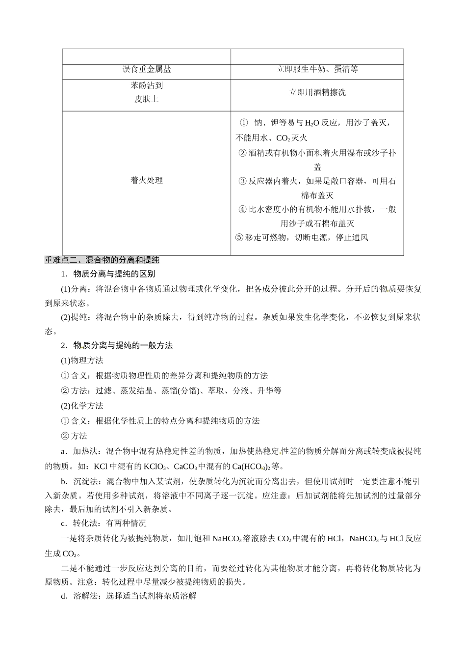 高中化学 11 化学实验基本方法期末复习学案 新人教版必修1_第2页