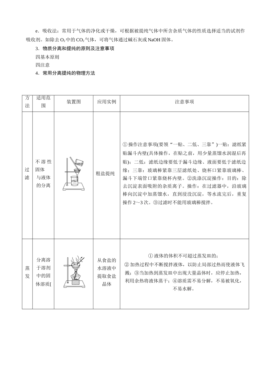 高中化学 11 化学实验基本方法期末复习学案 新人教版必修1_第3页