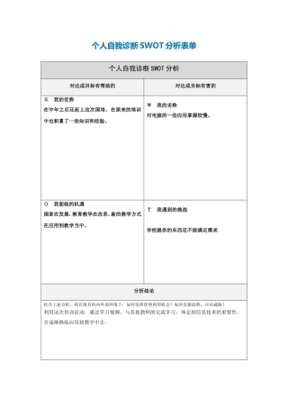 第一步骤所需文档：个人自我诊断SWOT分析表[1]-(2)