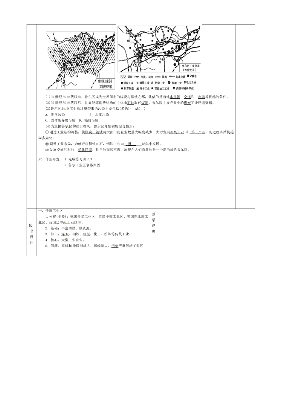 高中地理 4.3传统工业区与新工业区导学案1 新人教版必修2-新人教版高一必修2地理学案_第2页
