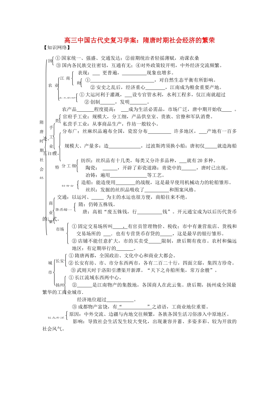 高三历史中国古代史复习学案：4.5  隋唐时期社会经济的繁荣旧人教版_第1页
