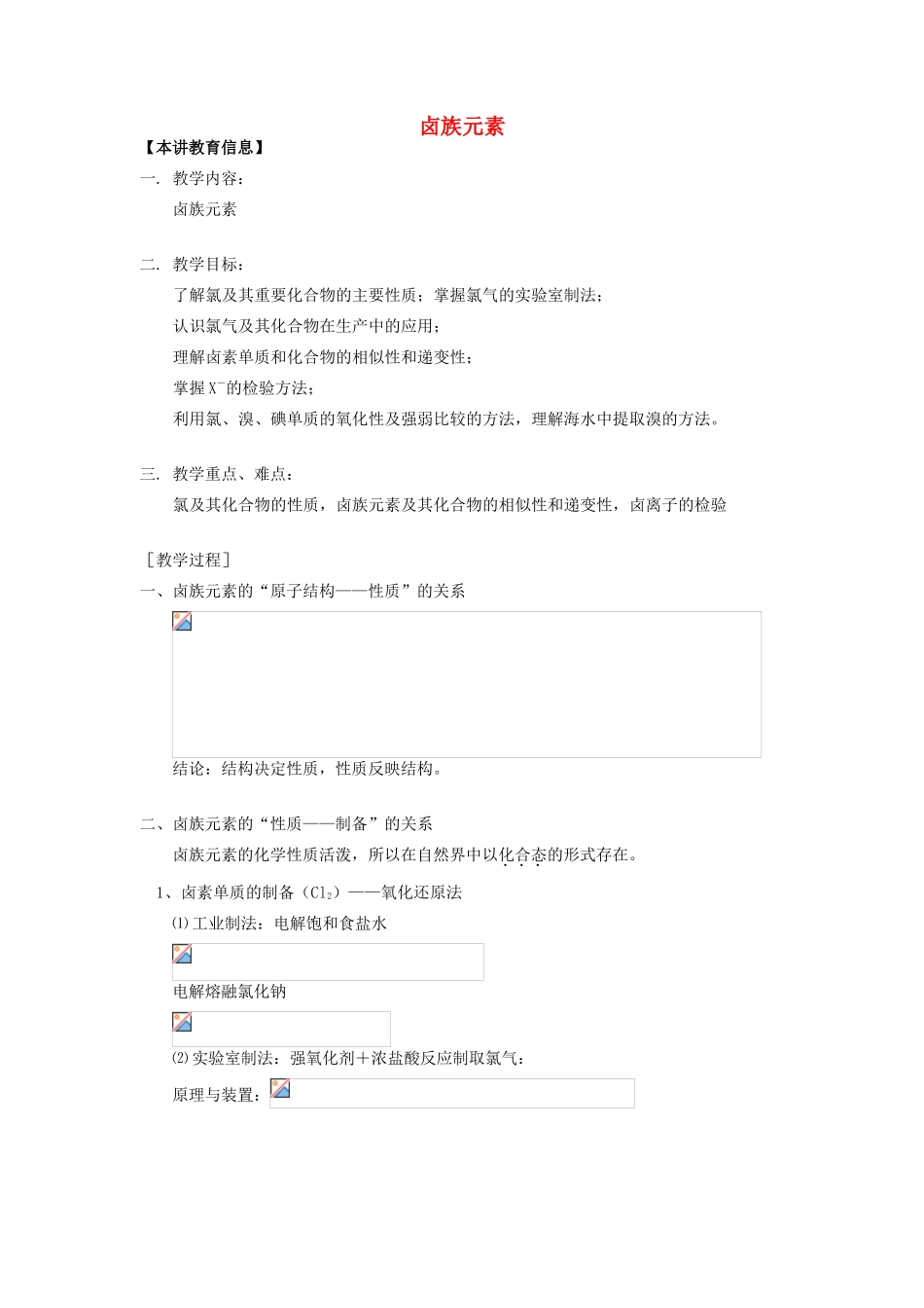 高考化学第一轮复习 专题 卤族元素学案 苏教版-苏教版高三全册化学学案_第1页