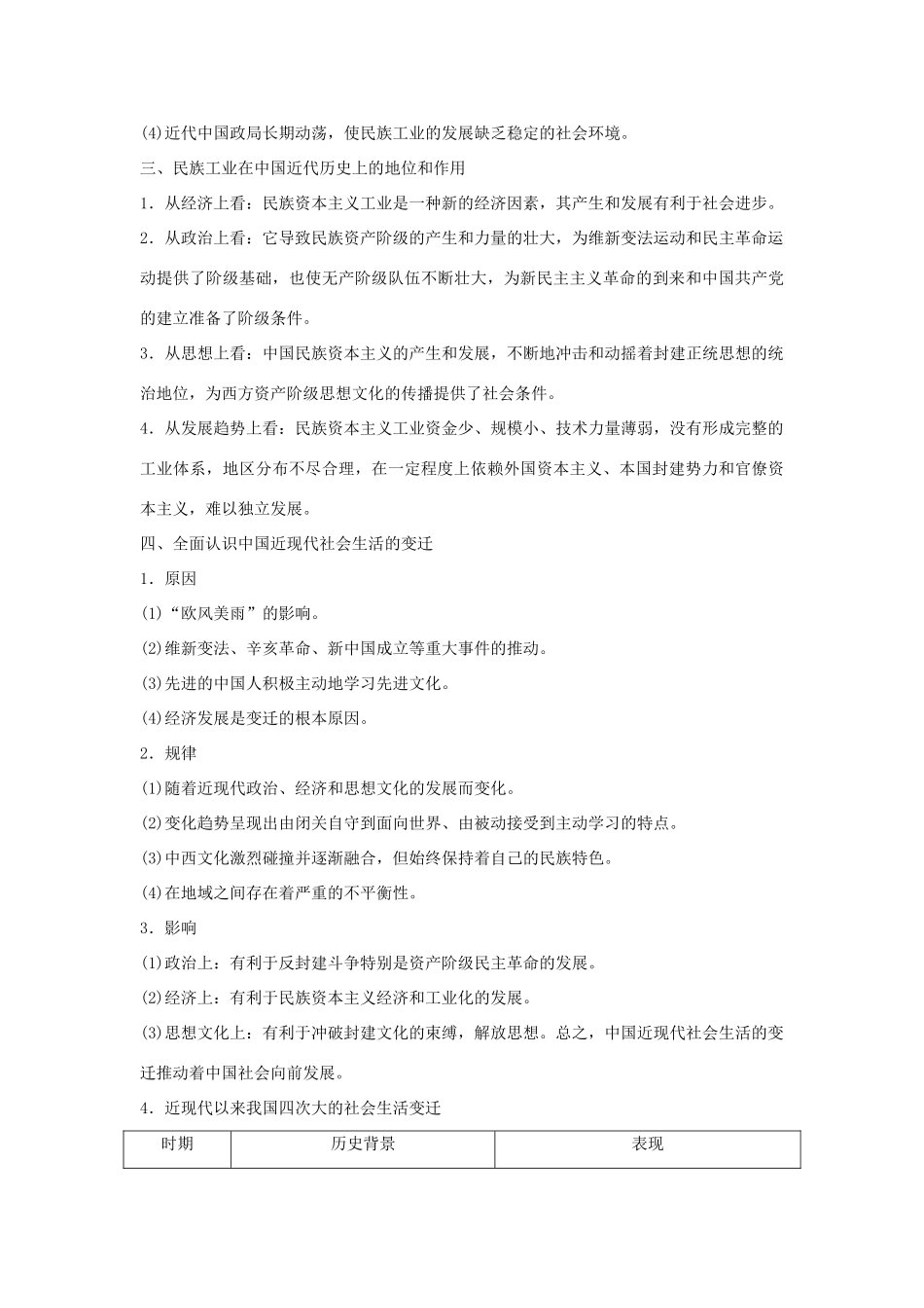 高考历史总复习 专题五 近代中国资本主义的曲折发展与近现代社会生活的变迁专题整合学案-人教版高三全册历史学案_第2页