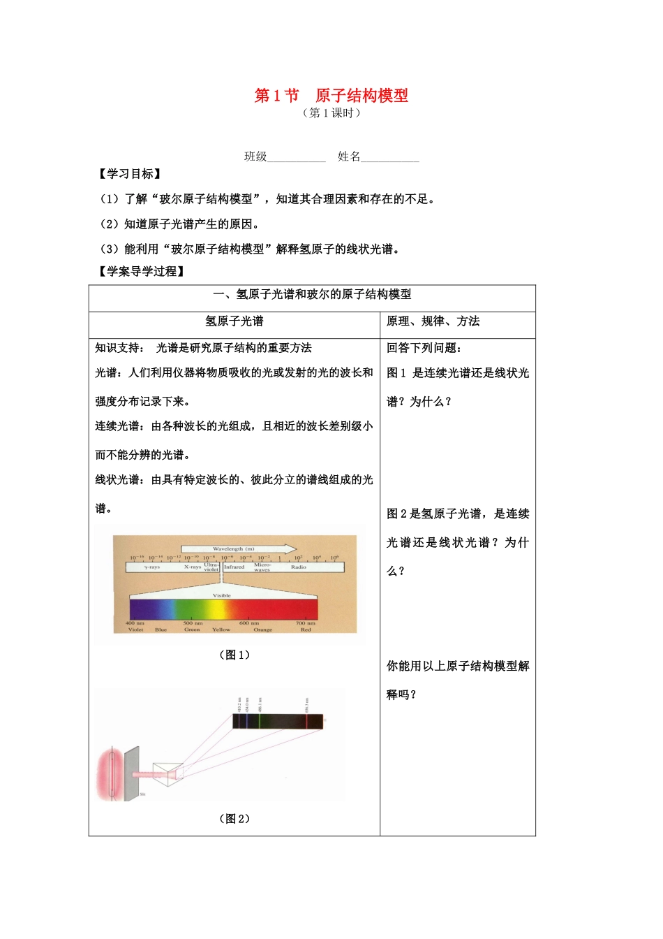 高中化学 1.1.1《原子结构模型》学案 鲁科版_第1页