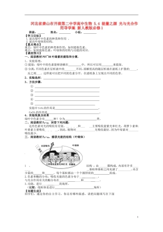 河北省唐山市开滦第二中学高中生物 5.4 能量之源 光与光合作用导学案 新人教版必修1