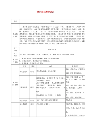 辽宁省法库县八年级语文上册 第六单元教学设计 新人教版-新人教版初中八年级上册语文教案