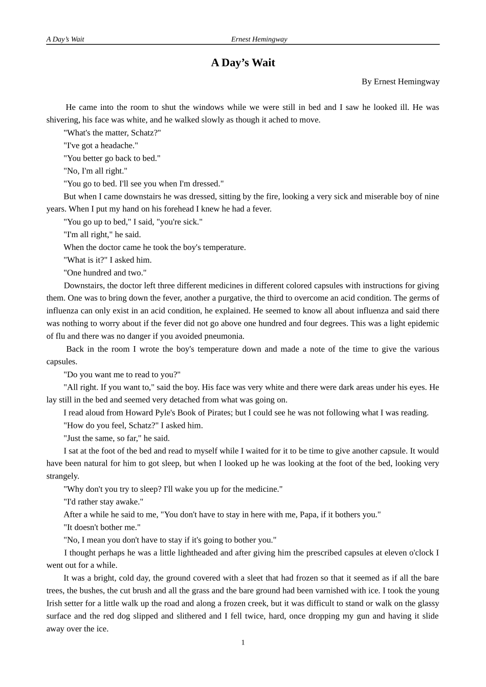 A-Day's-Wait-by-Hemingway_第1页