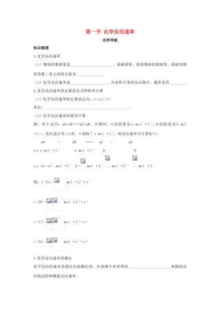 高中化学 第二章 化学反应速率和化学平衡 第一节 化学反应速率1学案 新人教版选修4-新人教版高二选修4化学学案