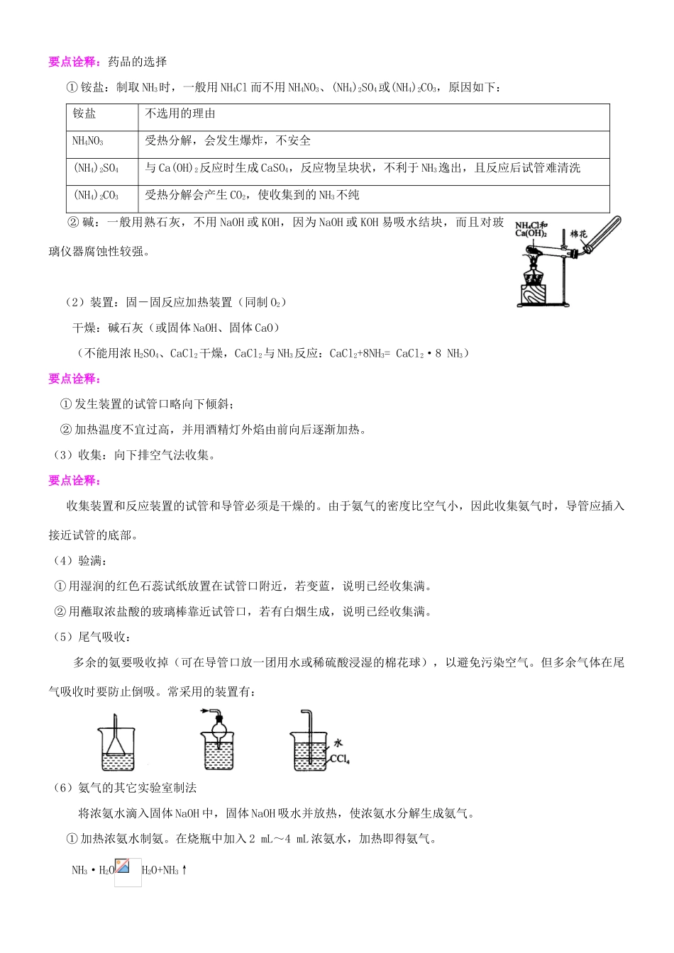 高中化学 氨和铵盐（基础）知识讲解学案 新人教版必修1-新人教版高二必修1化学学案_第2页