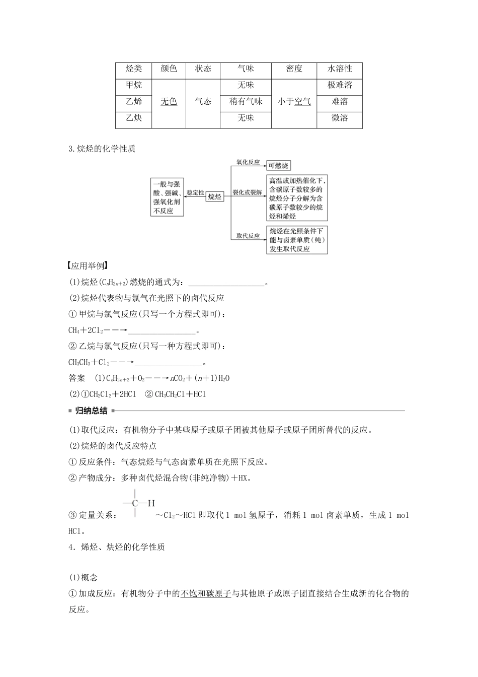 高考化学一轮复习 第10章 有机化学基础 第33讲 脂肪烃、芳香烃 化石燃料学案-人教版高三全册化学学案_第2页