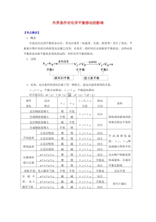 高中化学 专题2 化学反应速率与化学平衡 第三单元 化学平衡的移动 1 外界条件对化学平衡移动的影响学案 苏教版选修4-苏教版高二选修4化学学案