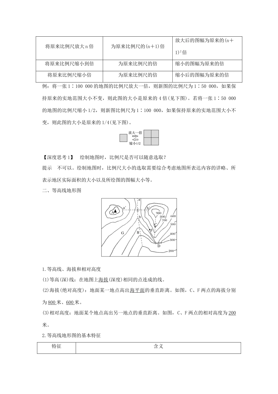 高考地理一轮复习 第一单元 宇宙中的地球 第1讲 必备基础知识——地图学案 中图版-中图版高三全册地理学案_第2页