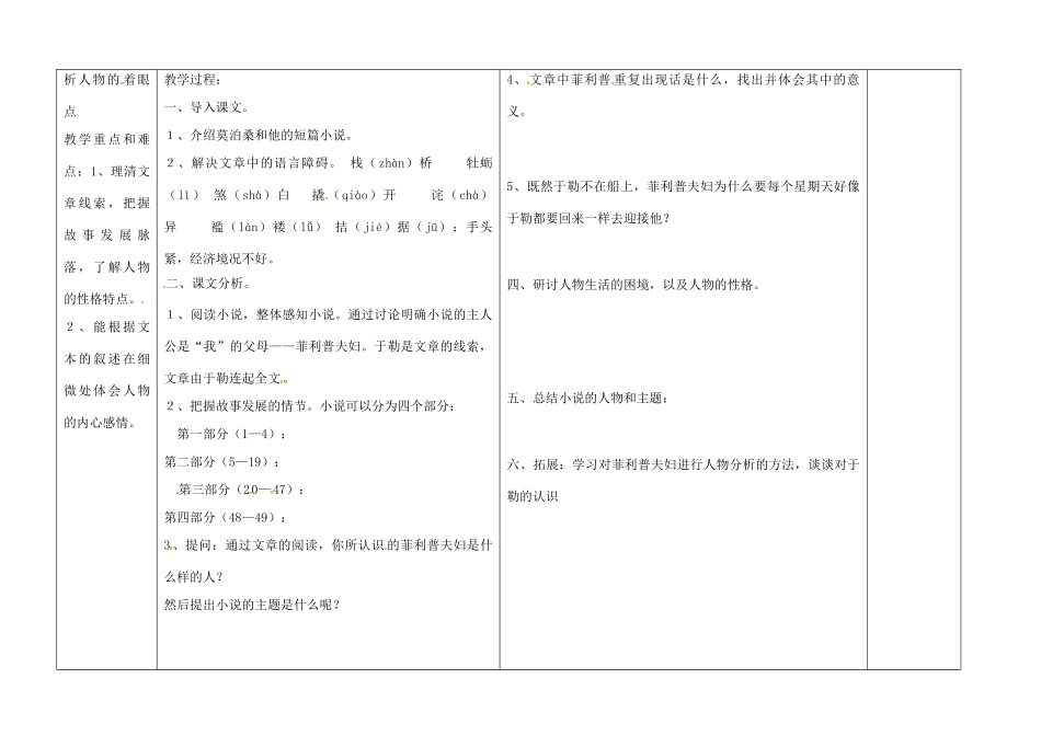 江西省东乡县红星中学八年级语文上册 我的叔叔于勒教案 新人教版_第2页