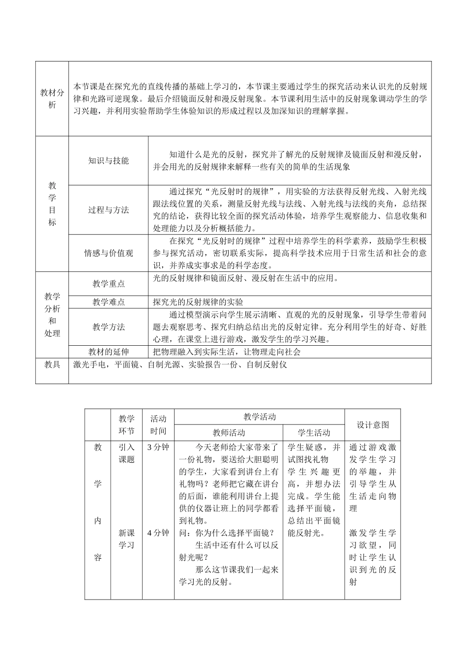 第七届全国中学物理青年教师教学大赛优秀教案（光的反射）_第2页