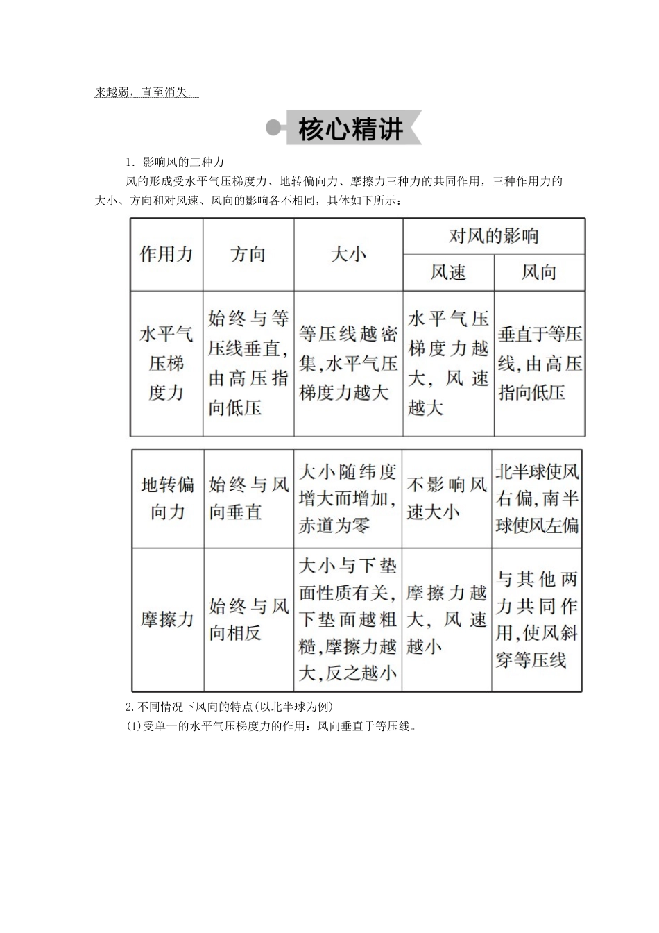 高中地理 第二章 地球上的大气 第一节 冷热不均引起大气运动 第2课时 大气的水平运动学案 新人教版必修1-新人教版高一必修1地理学案_第3页