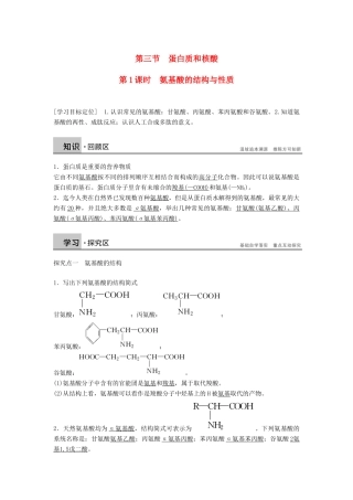 高中化学 第四章 第三节 第1课时 氨基酸的结构与性质学案 新人教版选修5-新人教版高二选修5化学学案