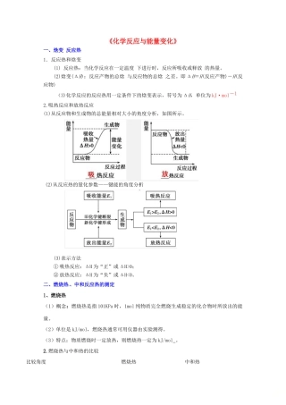 高中化学 化学反应与能量变化知识要点复习学案  新人教版选修4-新人教版高二选修4化学学案