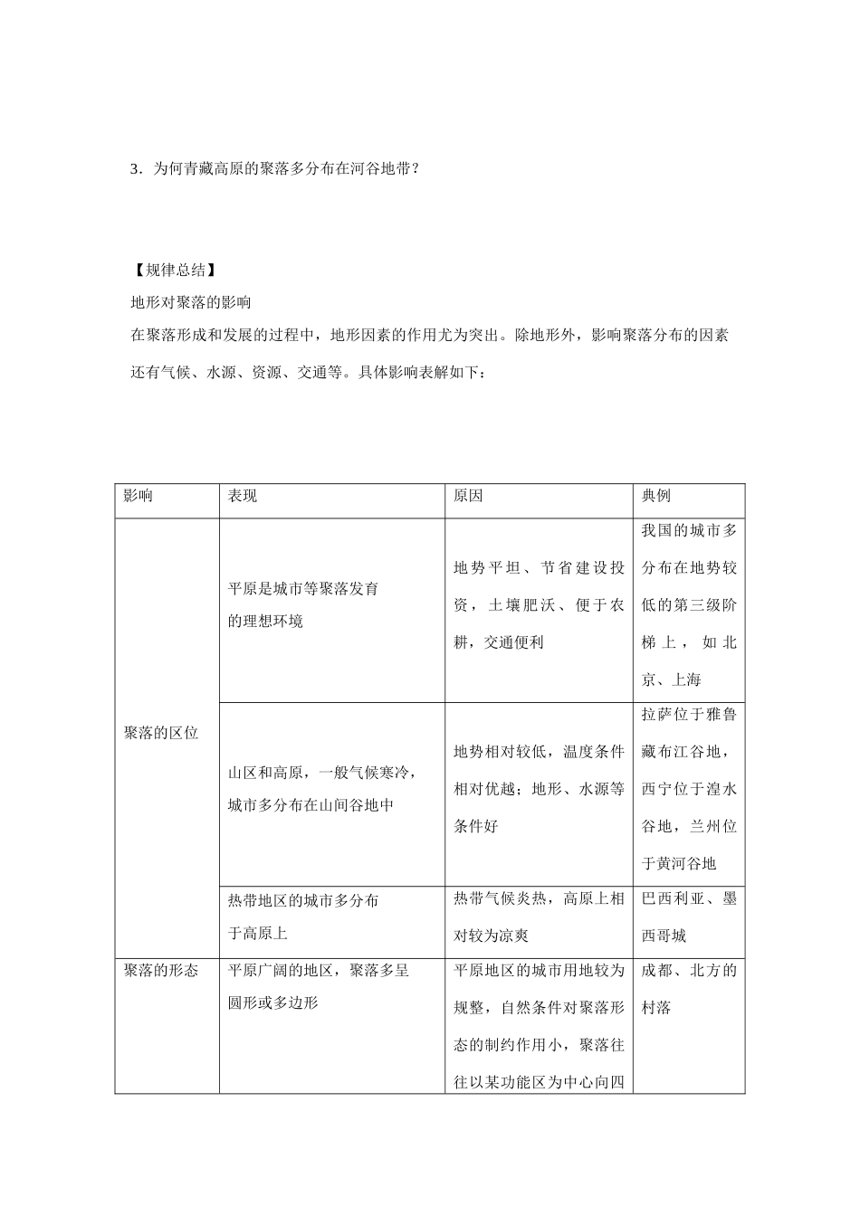 高中地理 4.1《地形对聚落及交通线路分布的影响》导学案 湘教版必修1-湘教版高一必修1地理学案_第3页