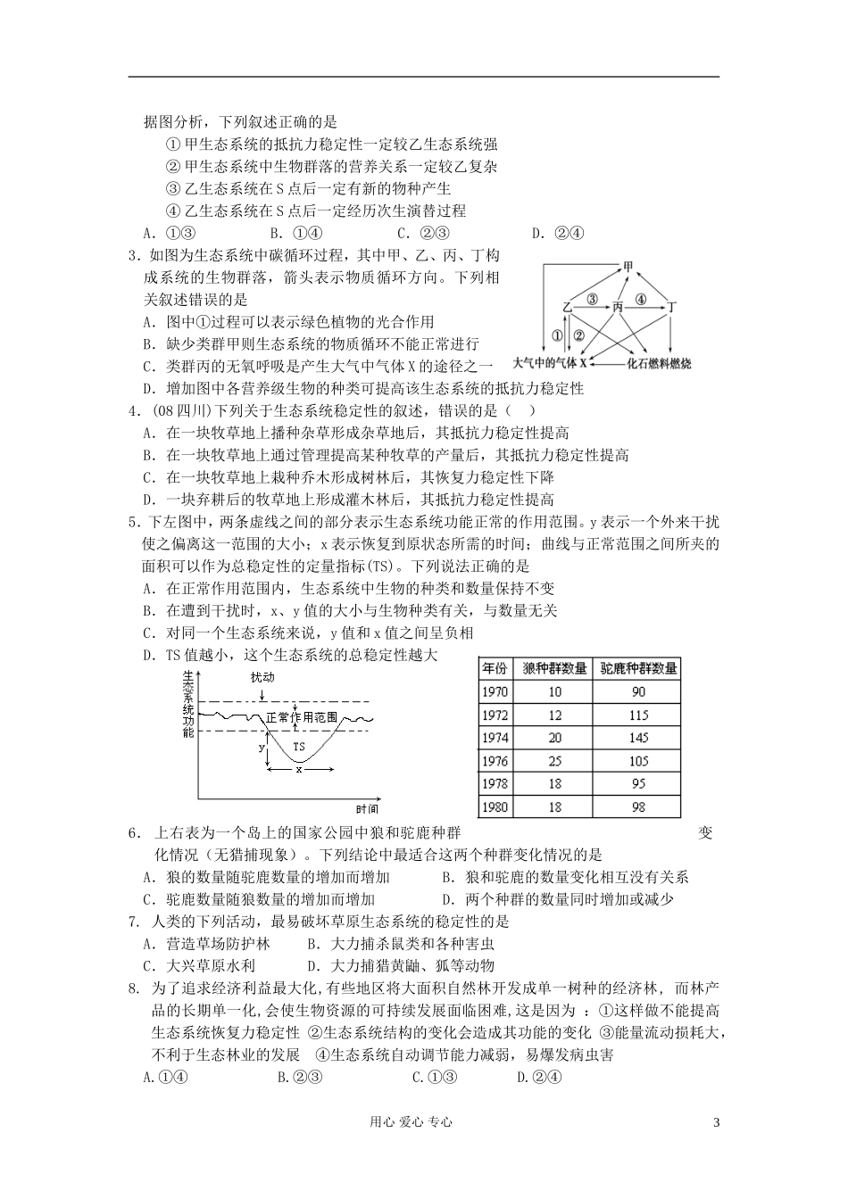 河北省唐山市高中生物 第5章 第5节 生态系统的稳定性学案 新人教版必修3_第3页