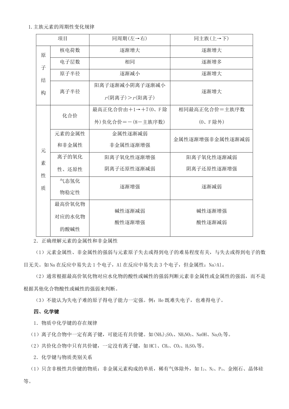 高考化学二轮复习 专题4 物质结构和元素周期律学案-人教版高三全册化学学案_第3页