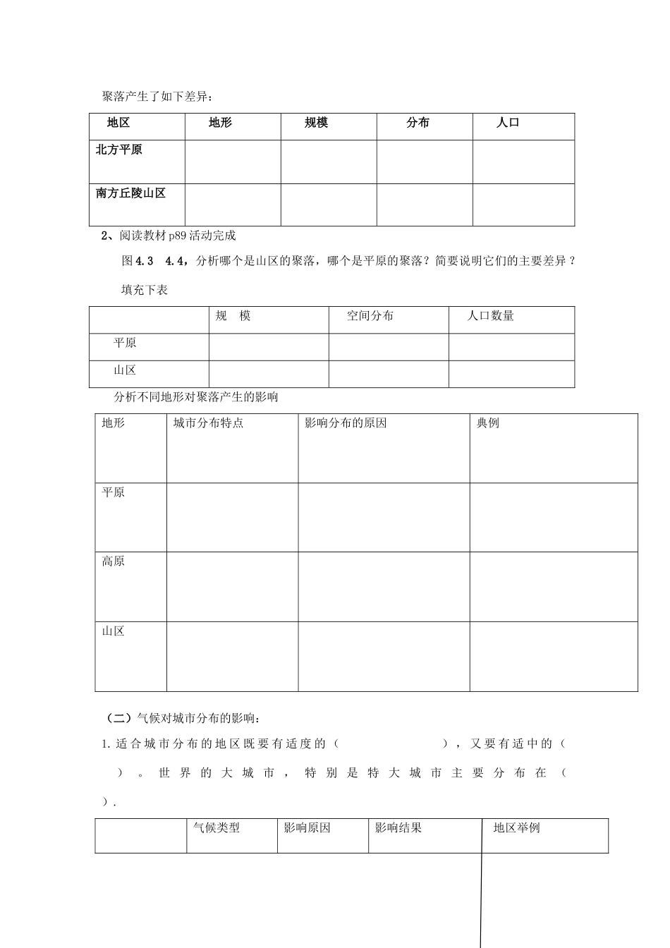 高中地理 第四章《自然环境对人类活动的影响》导学案（无答案）湘教版必修1-湘教版高一必修1地理学案_第2页