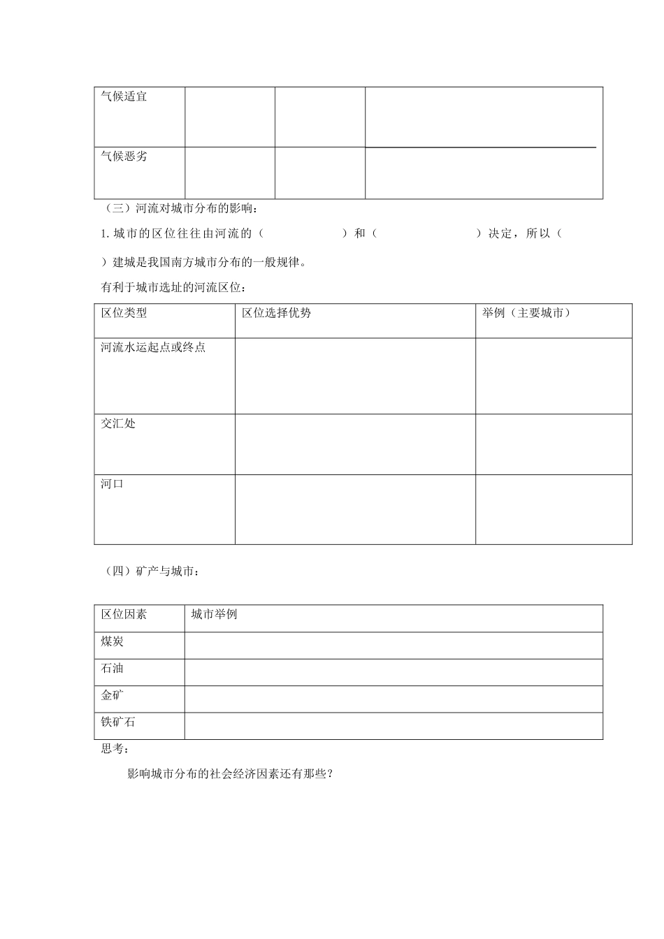 高中地理 第四章《自然环境对人类活动的影响》导学案（无答案）湘教版必修1-湘教版高一必修1地理学案_第3页