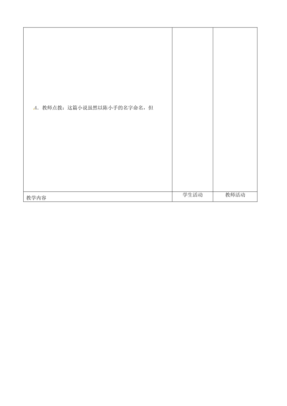 甘肃省酒泉市瓜州二中九年级语文下册 第一单元鉴赏 评论《陈小手》第二课时教案 北师大版_第2页