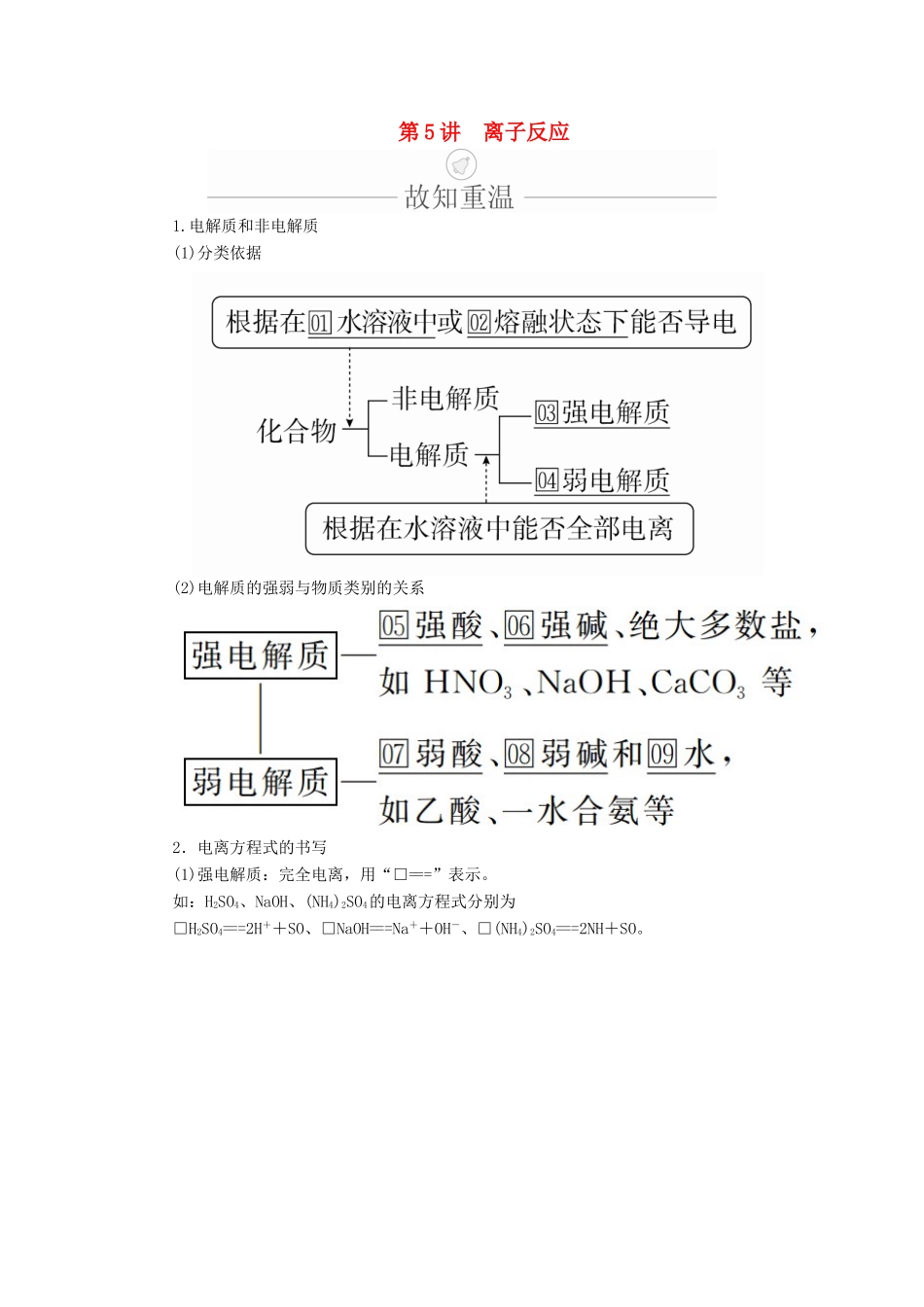 高考化学一轮总复习 第二章 第5讲 离子反应学案（含解析）-人教版高三全册化学学案_第1页