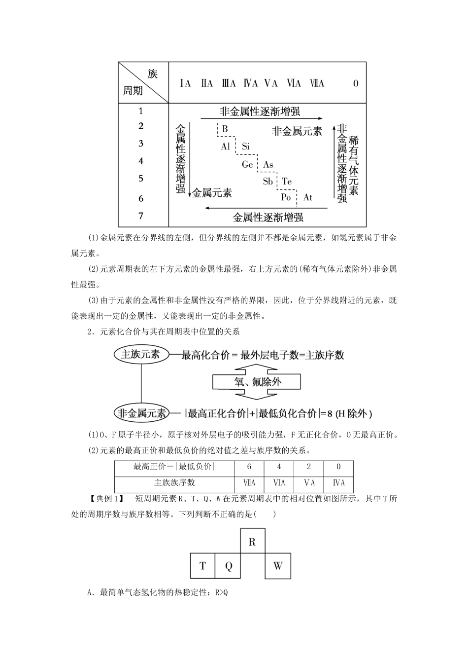 高中化学 第四章 物质结构 元素周期律 第二节 元素周期律 第二课时 元素周期表和元素周期律的应用学案 新人教版必修第一册-新人教版高一第一册化学学案_第3页