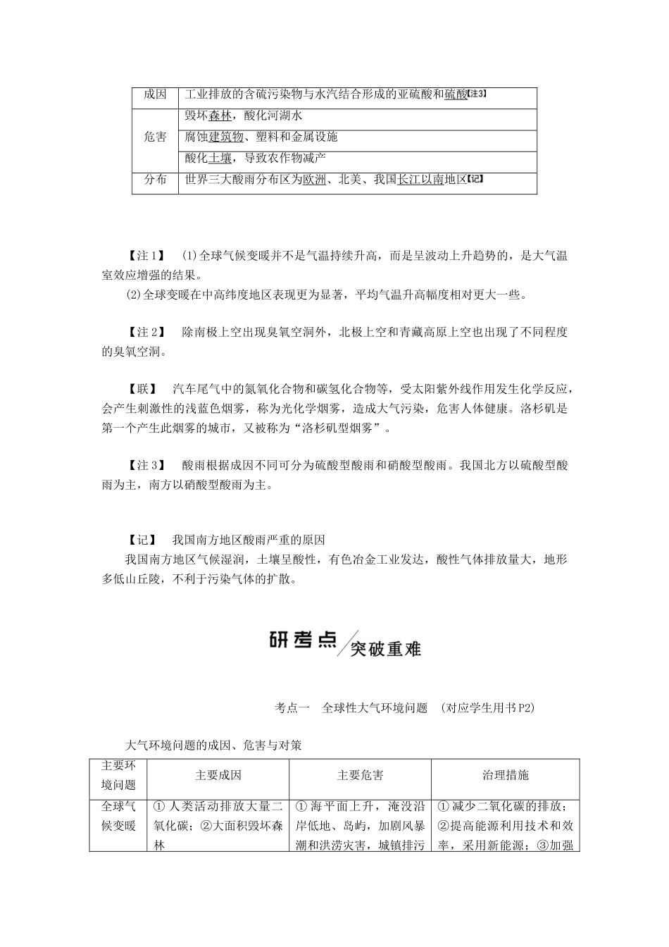 高考地理一轮复习 模块二 第四章 人类与地理环境的协调发展 第一讲 人类面临的主要环境问题学案（含解析）中图版-中图版高三全册地理学案_第2页