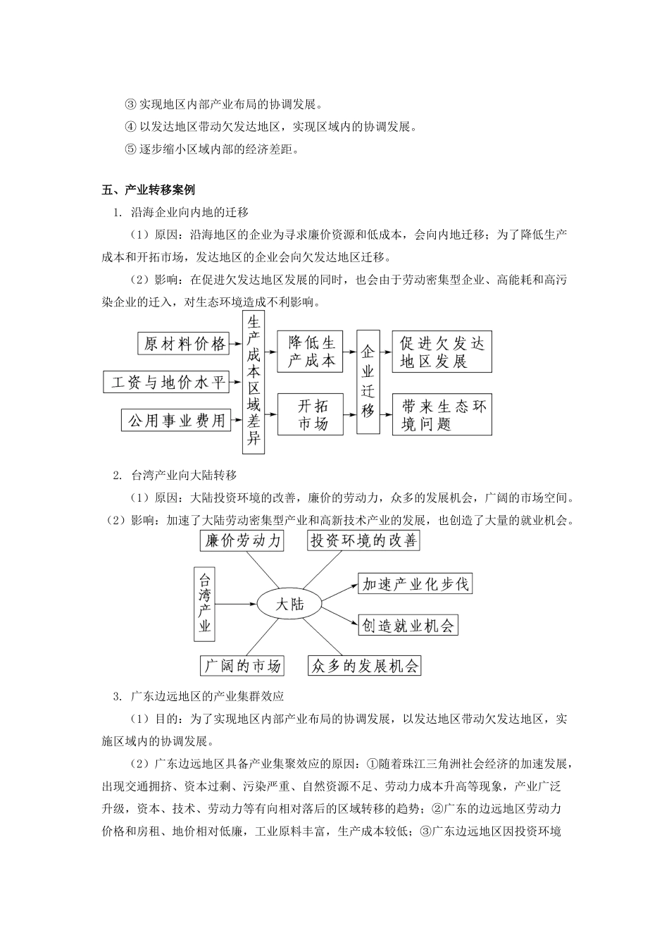 高中地理 第一章 区域地理环境与人类活动 第四节 区域经济联系 产业转移概述学案 湘教版必修3-湘教版高一必修3地理学案_第2页