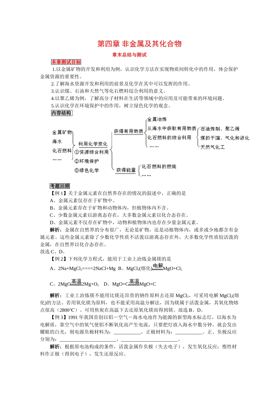 高中化学：第四章《非金属及其化合物》学案（新人教版必修1）_第1页