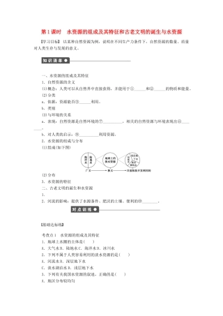 高中地理 第四章 自然环境对人类活动的影响 第四节 第1课时 水资源的组成及其特征和古老文明的诞生与水资源学案 中图版必修1-中图版高一必修1地理学案