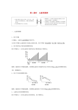 高中化学 第1章 原子结构与元素周期律 第2节 元素周期律和元素周期表 第1课时 元素周期律学案 鲁科版必修2-鲁科版高一必修2化学学案