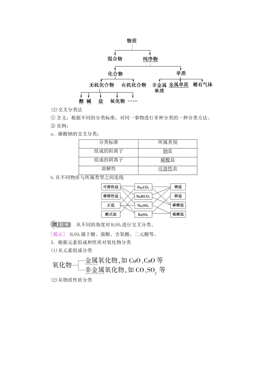 高中化学 第1章 物质及其变化 第1节 课时1 物质的分类学案 新人教版必修第一册-新人教版高中第一册化学学案_第2页