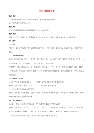 江苏省沭阳县广宇学校九年级语文《在烈日和暴雨下》教案 人教新课标