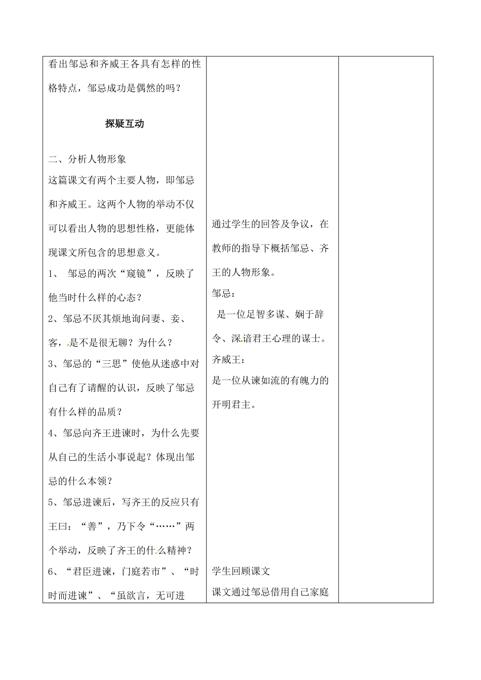 吉林省四平市第十七中学八年级语文上册 邹忌讽齐王纳谏（第4课时）教案 长春版_第2页