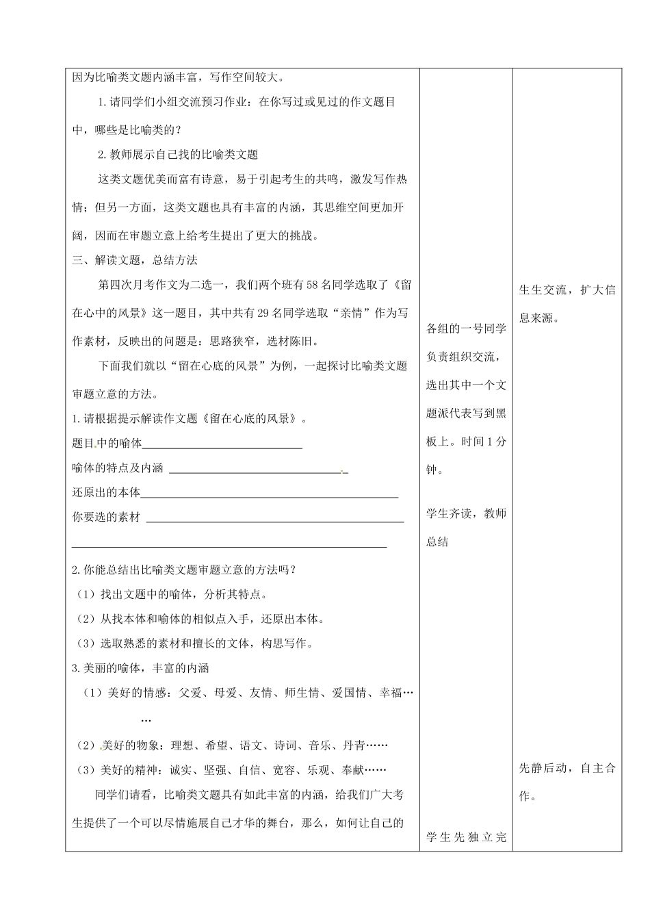河北省石家庄市42中九年级语文《虚实结合,意蕴全出—谈比喻类文题的审题立意》教案 冀教版_第2页