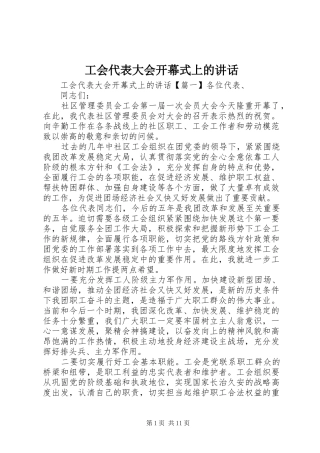 工会代表大会开幕式上的讲话发言
