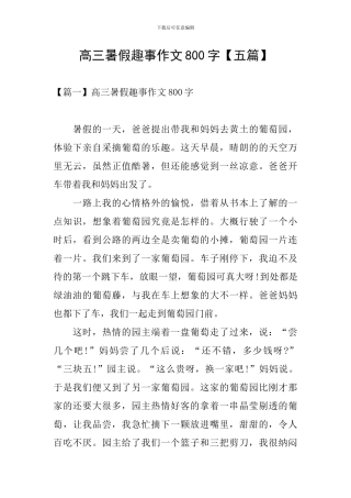 高三暑假趣事作文800字