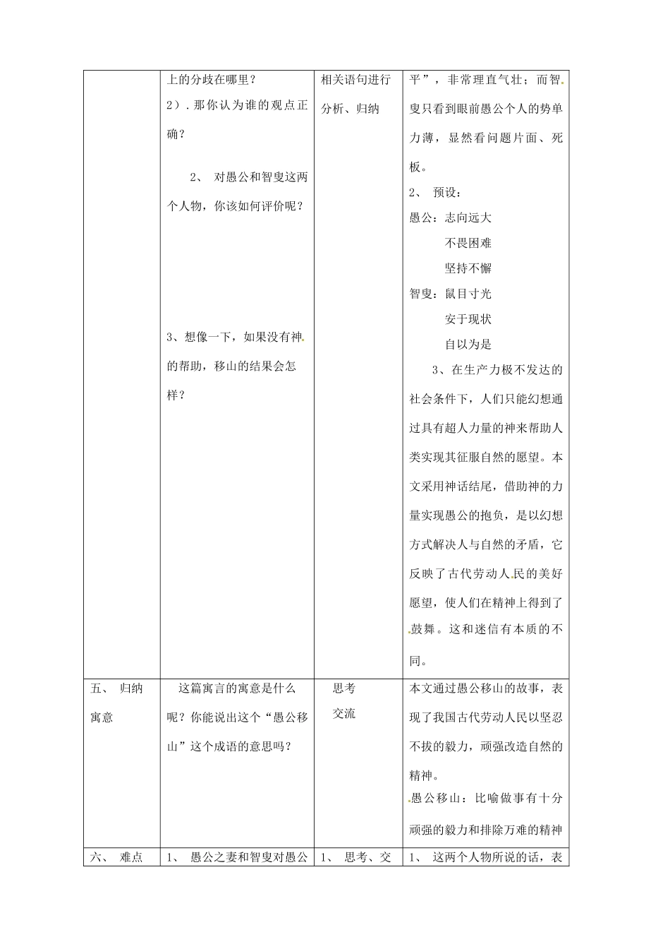 江苏省常州市西夏墅中学九年级语文上册《愚公移山》教案 苏教版_第3页