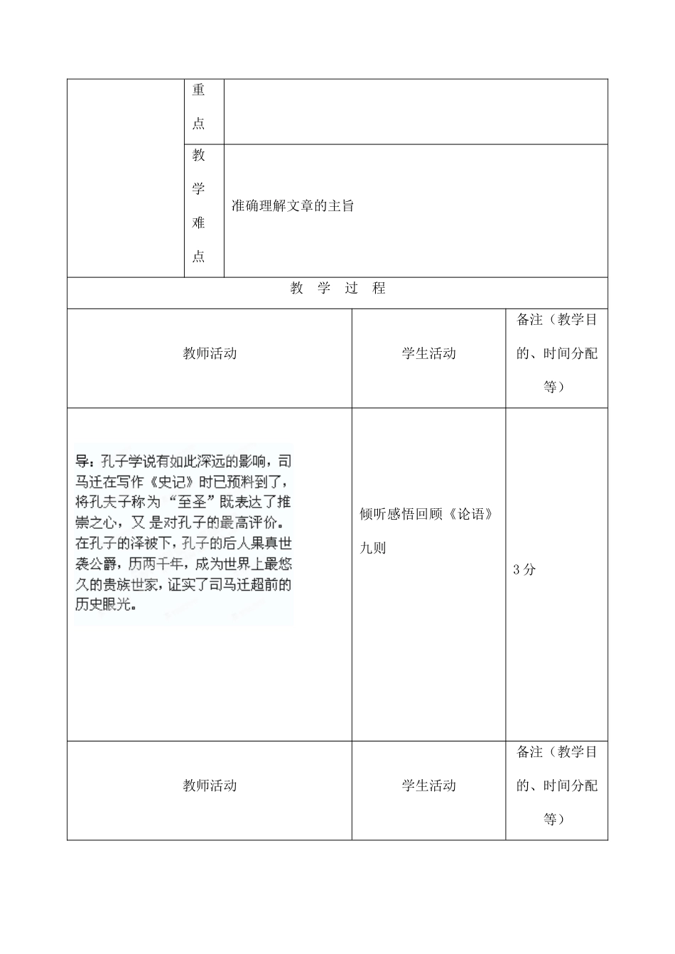 吉林省四平市第十七中学九年级语文上册《孔子世家赞1》教学设计 长春版 _第2页