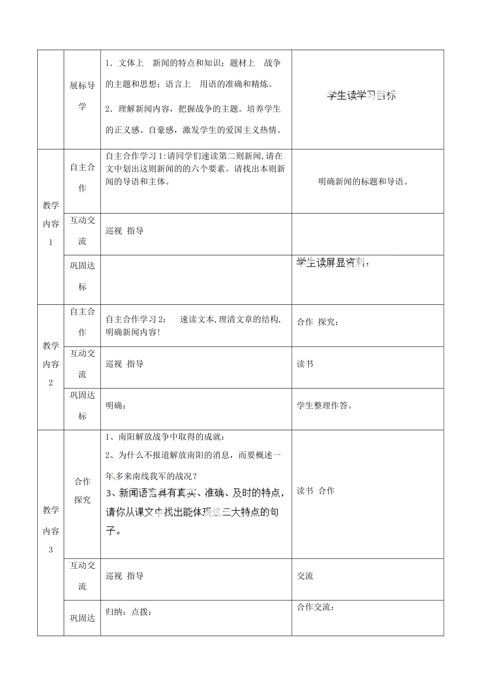 湖北省宜都市红花套镇初级中学八年级语文上册 第一单元 第1课 新闻两则《中原我军解放南阳》教案 新人教版_第2页