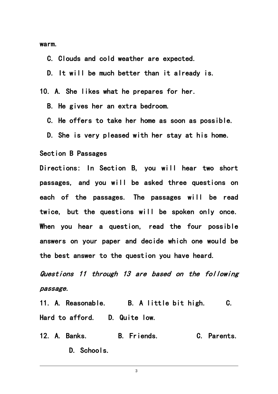 2015届上海理工大学附属中学高三上学期月考(三)英语试题及答案_第3页