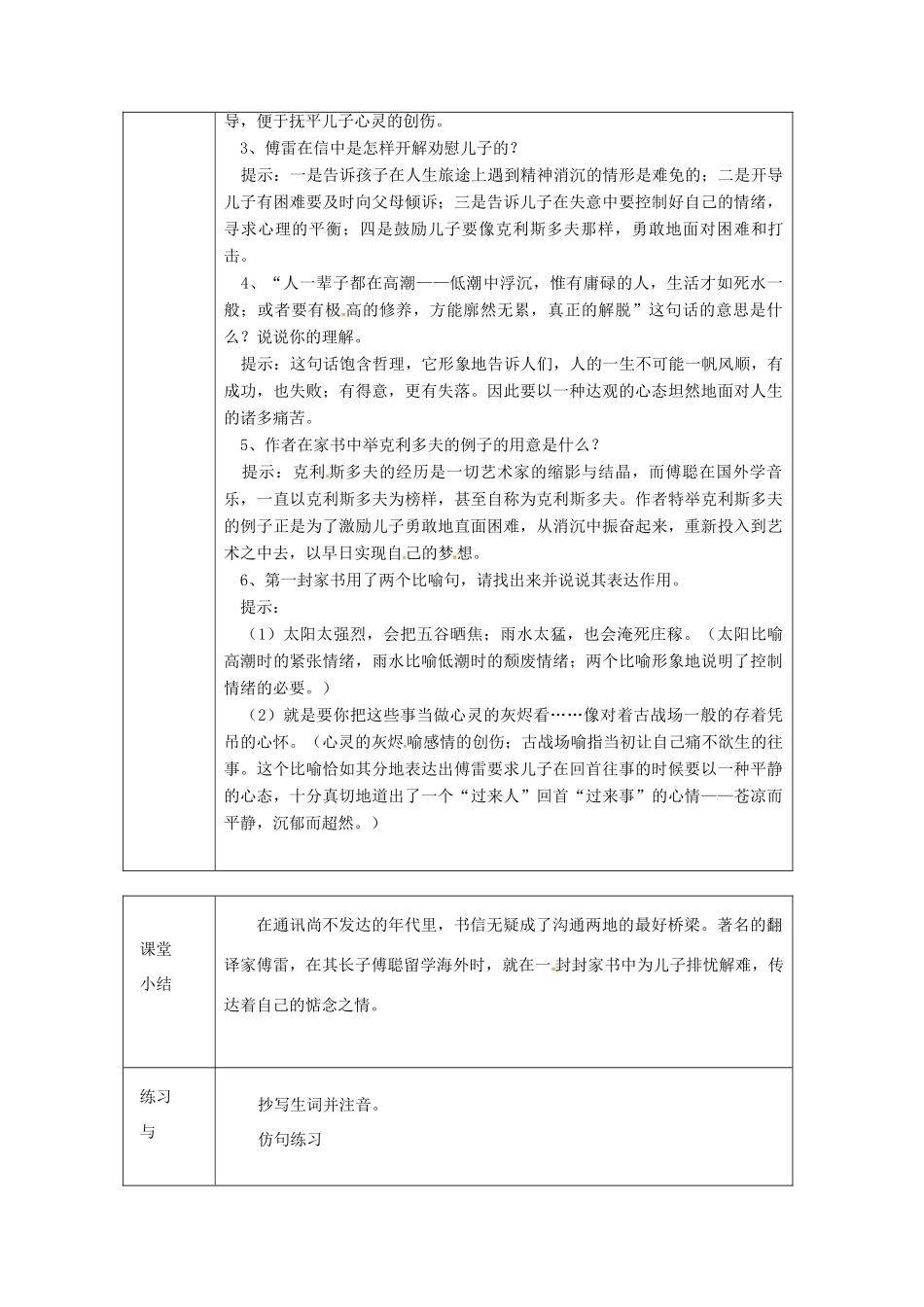 浙江省绍兴县杨汛桥镇中学九年级语文上册 傅雷家书1教学案 人教新课标版_第2页