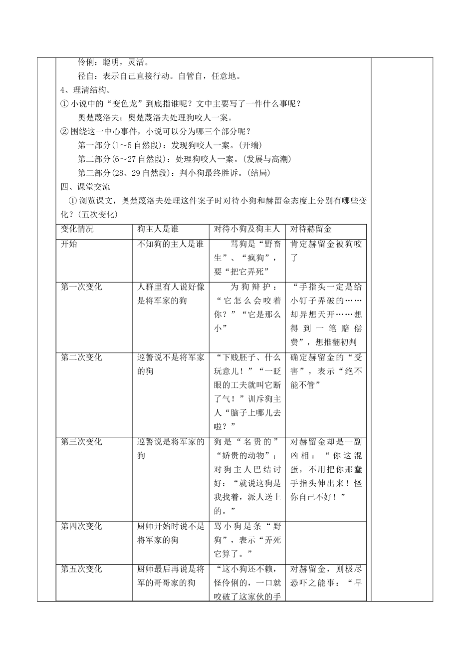 湖南省茶陵县九年级语文《变色龙》教案_第3页