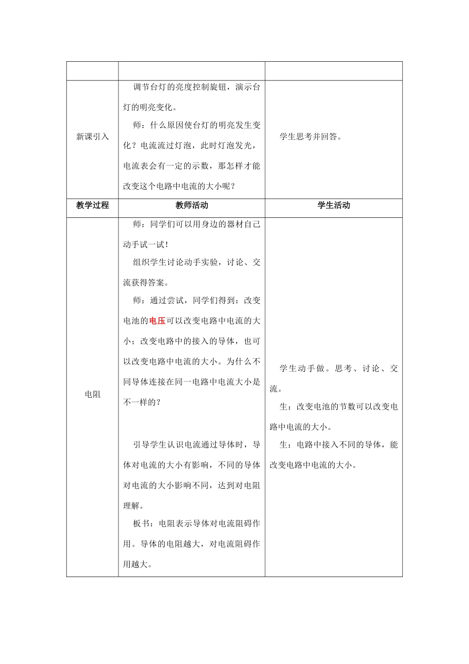 秋九年级物理上册 14.1 电阻教案 （新版）苏科版-（新版）苏科版初中九年级上册物理教案_第2页