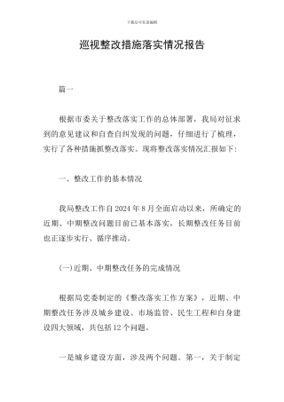 巡视整改措施落实情况报告