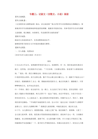 湖南省中考语文 第二部分 现代文阅读 专题三 记叙文（含散文、小说）阅读复习教案-人教版初中九年级全册语文教案